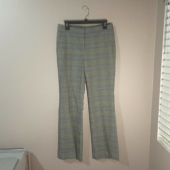 Lewit Grey Tan Glen Plaid Bootcut Trouser Career Pant Wool Blend Size 4 ab26 - Picture 3 of 6